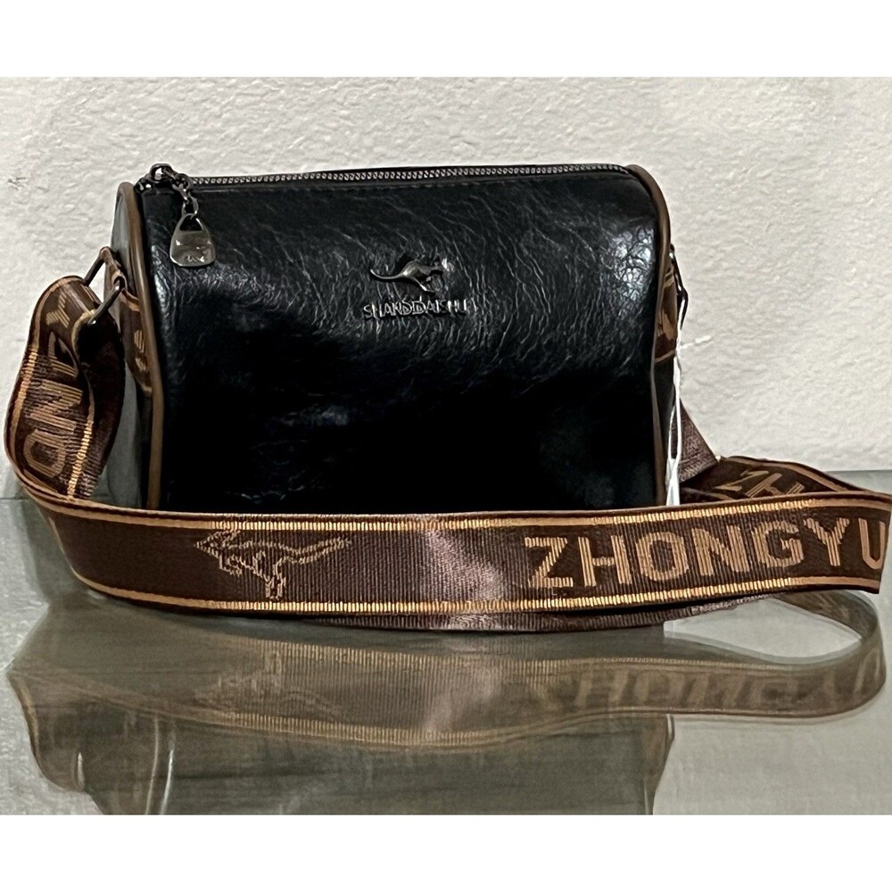 Shandidaishu Luxury Crossbody Purse Black Brown Adjustable Wide Strap New NWT